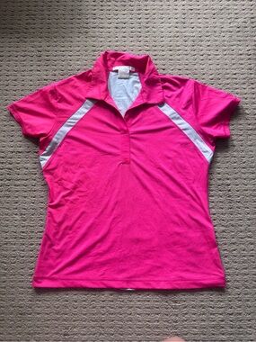 Nike Golf Hot Pink & White Dri Fit Polo Shirt Women’s Large